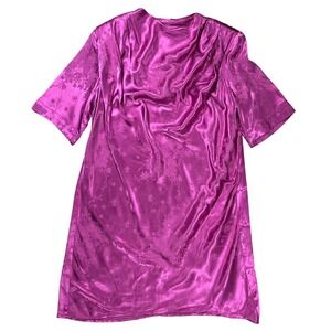 Sabina Musayev Floral Jacquard Mini Dress Women's Small Magenta Draped Cowl Neck